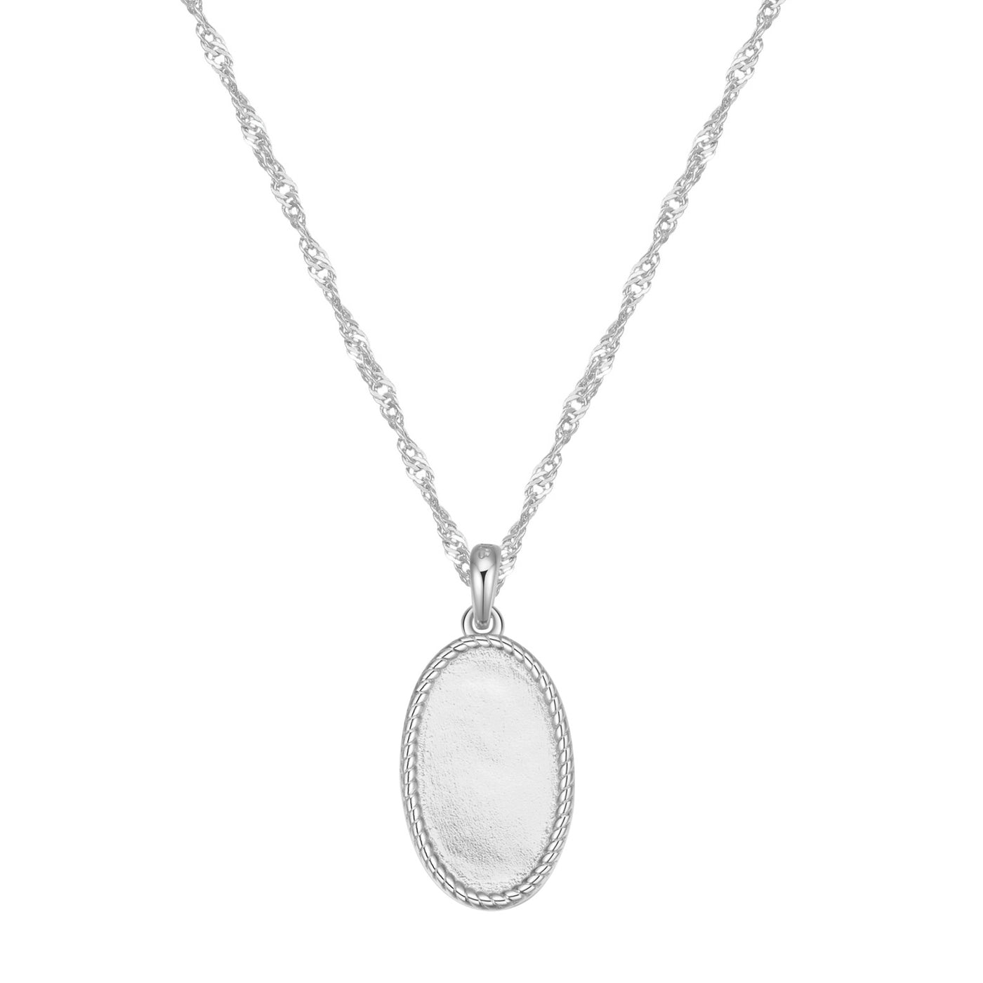 Oval Rope Pendant Necklace Sterling Silver