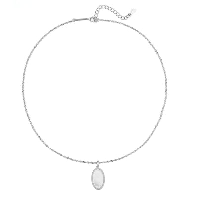 Collier Pendentif Corde Oval Sterling Argent