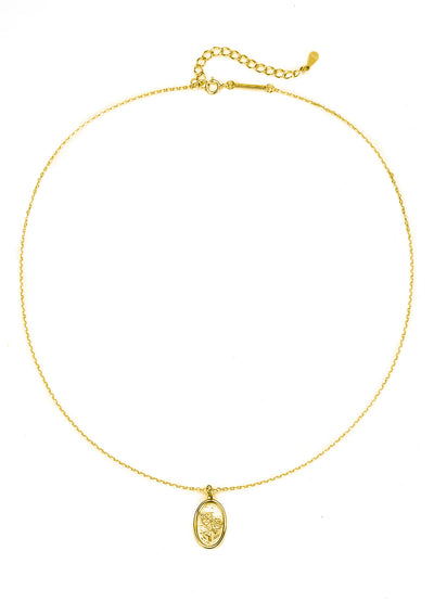 Kette Ovaler Rose Anhänger Sterlingsilber in Gold