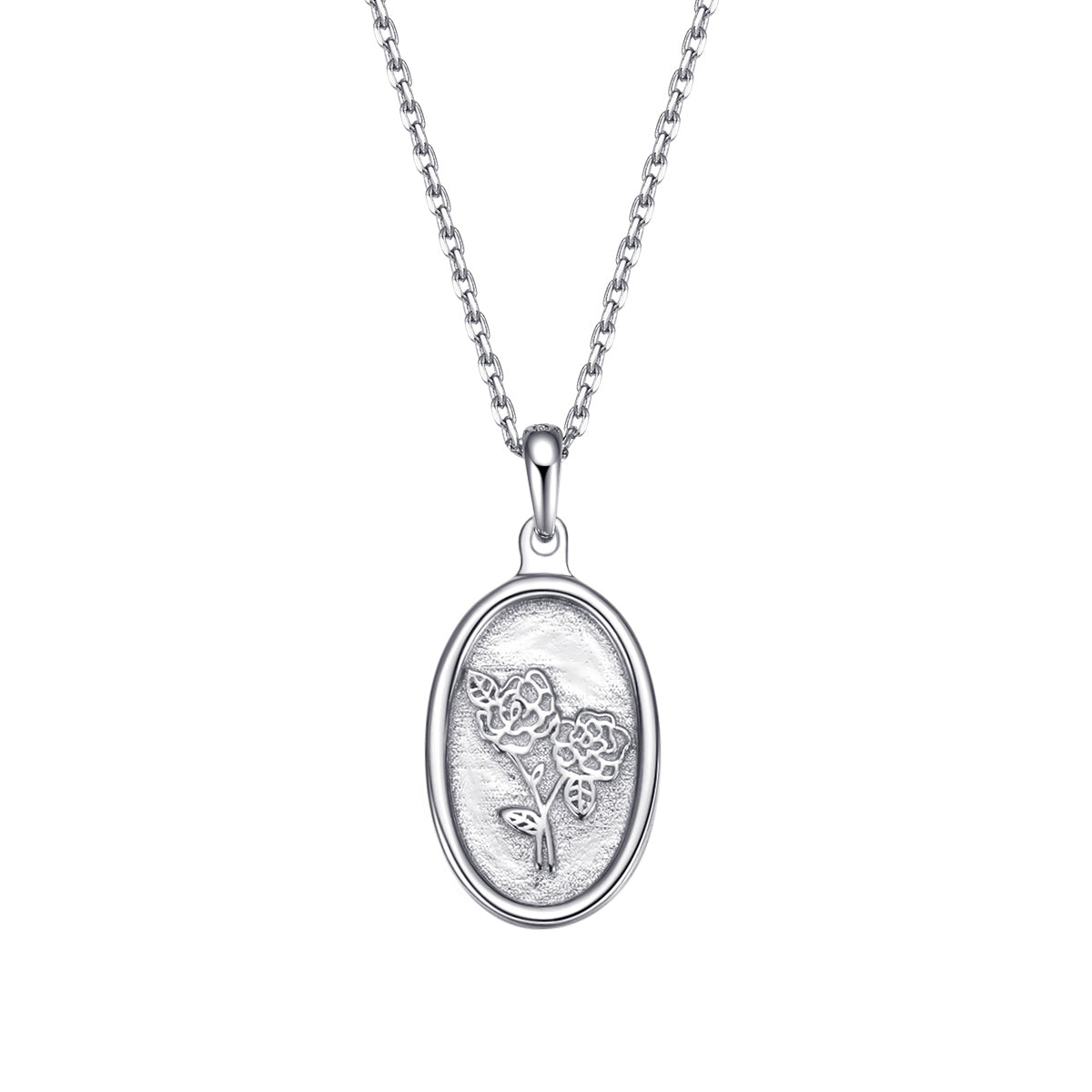 Oval Rose Anhänger Kette Sterlingsilber