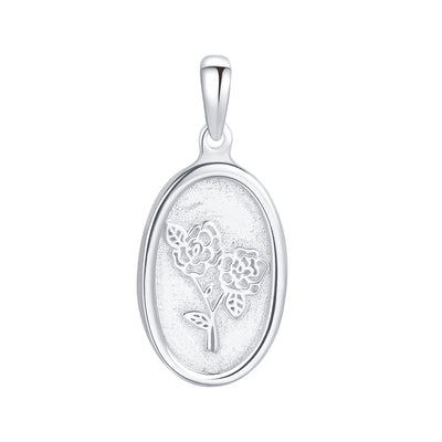 Oval Rose Pendant Sterling Silver