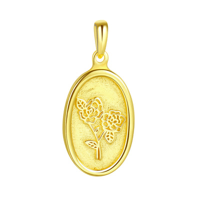 Oval Rose Pendant Sterling Silver Gold