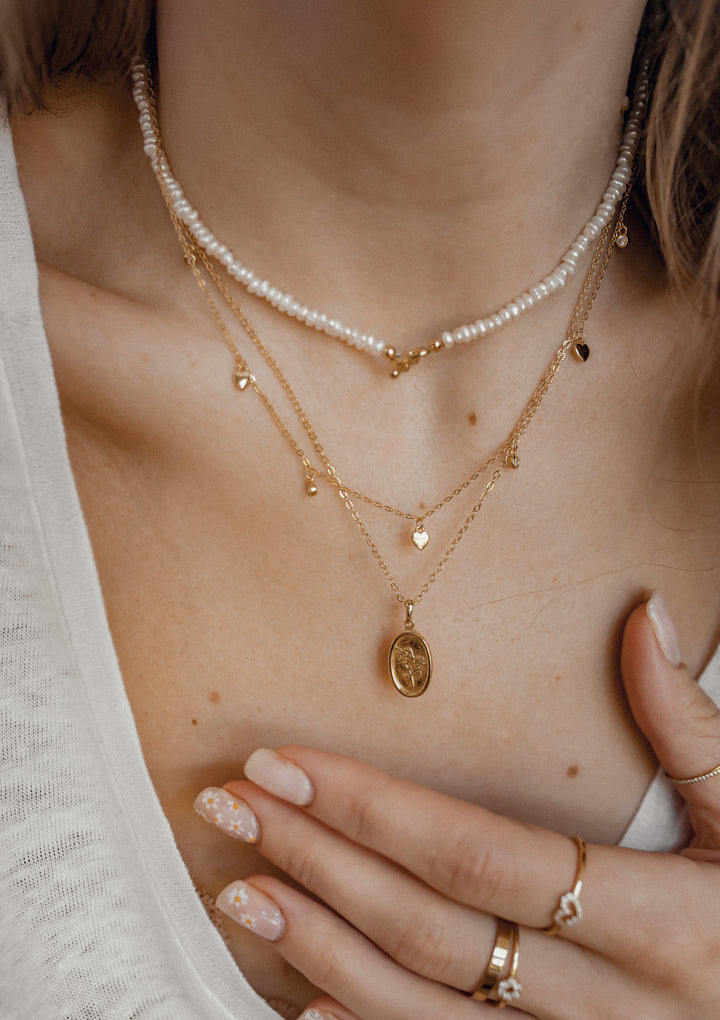 Colgante Ovalado Rosa Plata de Ley 925 en Oro