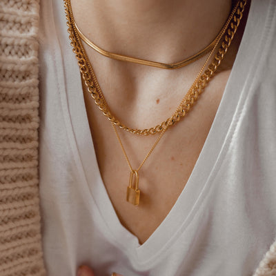 Padlock Pendant Necklace Gold