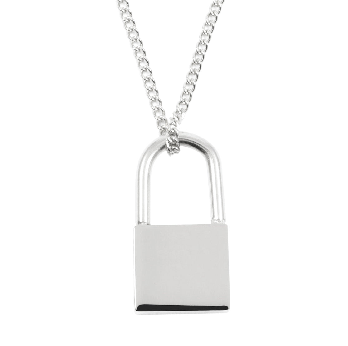 Kette mit Schloss Anhänger in Silberfarbe