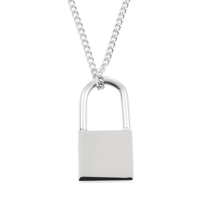 Kette mit Schloss Anhänger in Silberfarbe