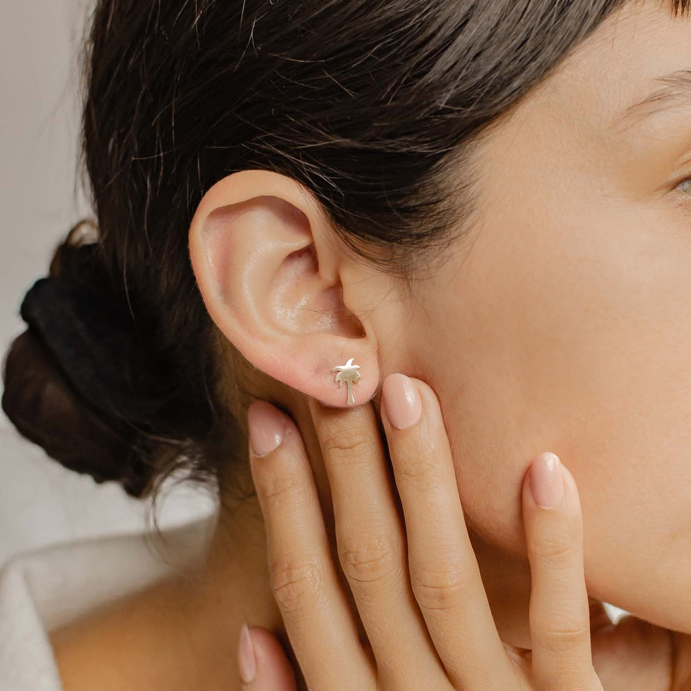 Palm Tree Stud Earrings Rose Gold