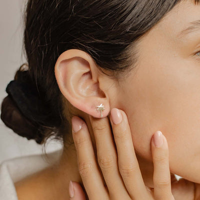 Palm Tree Stud Earrings Rose Gold