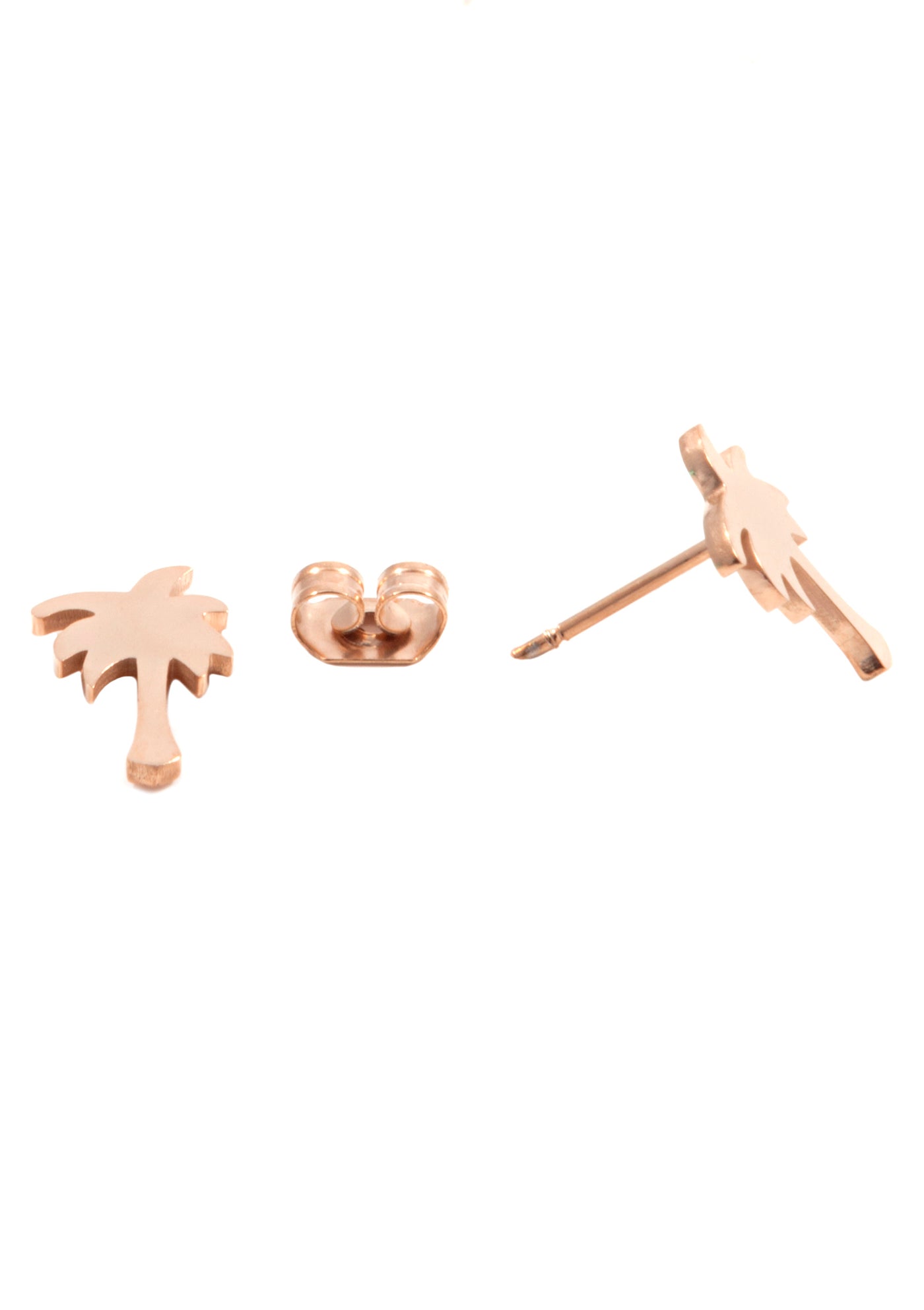 Palm Tree Stud Earrings Rose Gold
