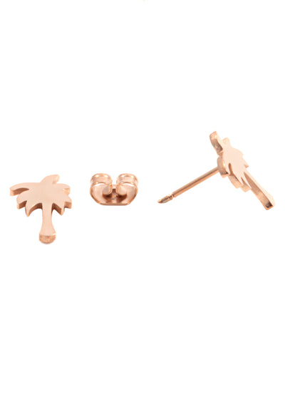 Palm Tree Stud Earrings Rose Gold