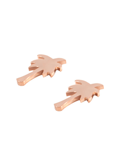Palm Tree Stud Earrings Rose Gold
