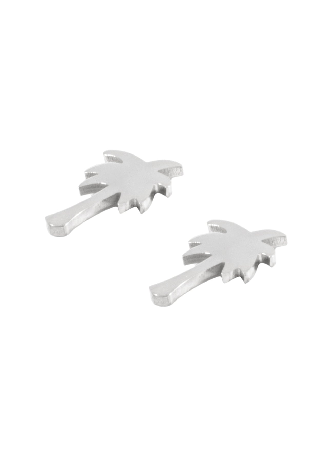 Palm Tree Stud Earrings Silver
