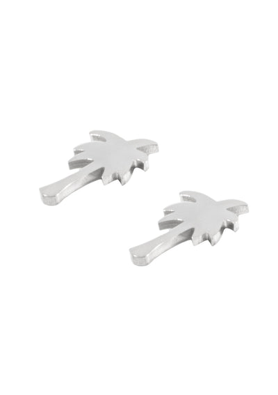 Palm Tree Stud Earrings Silver
