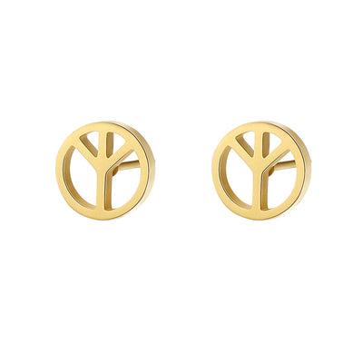 Peace Sign Stud Earrings Gold