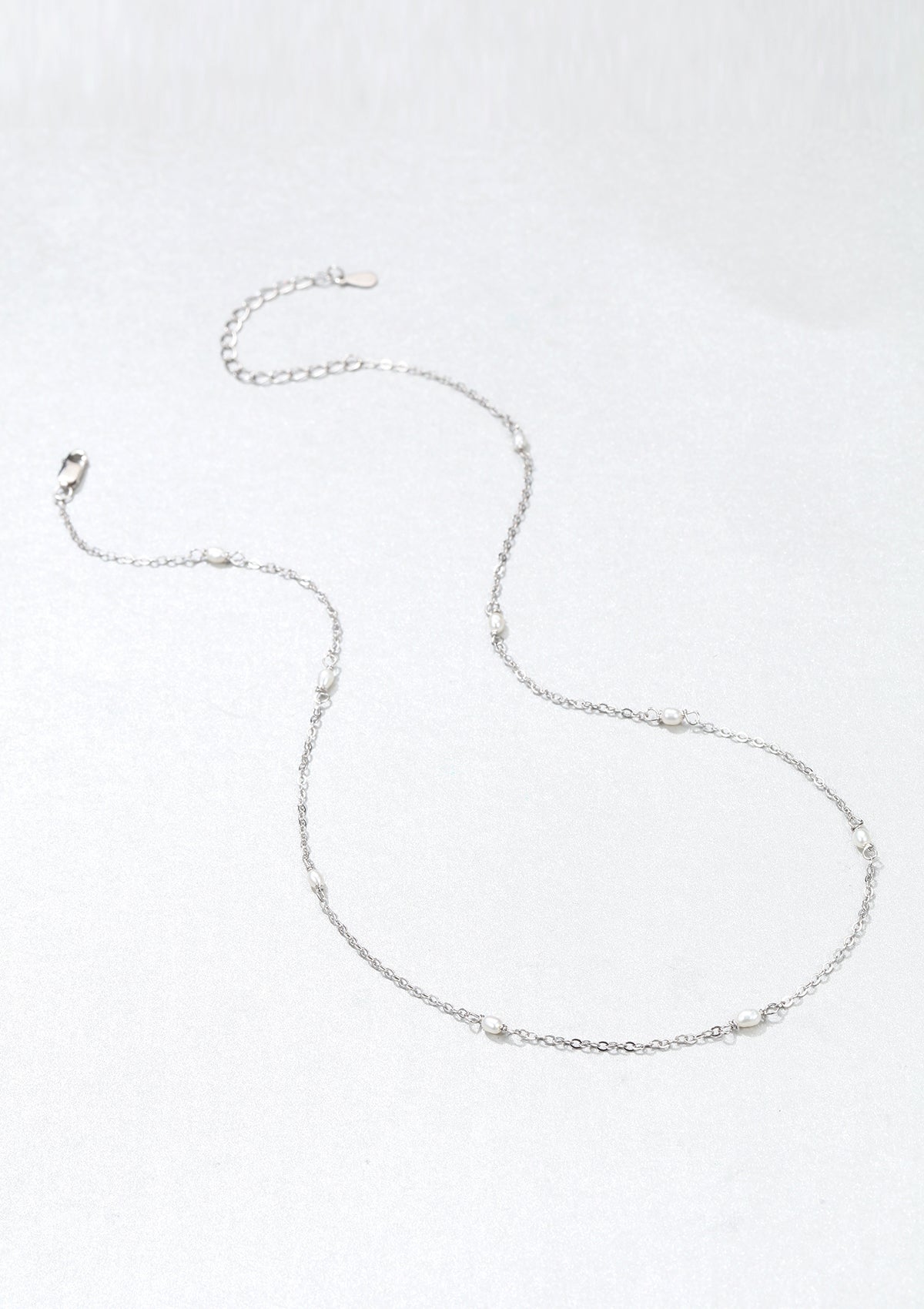 Pearl Chain Necklace Sterling Silver