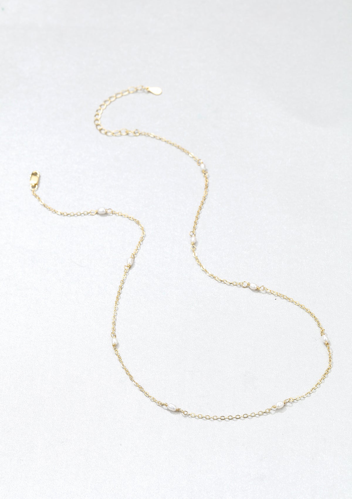 Pearl Chain Necklace Sterling Silver Gold