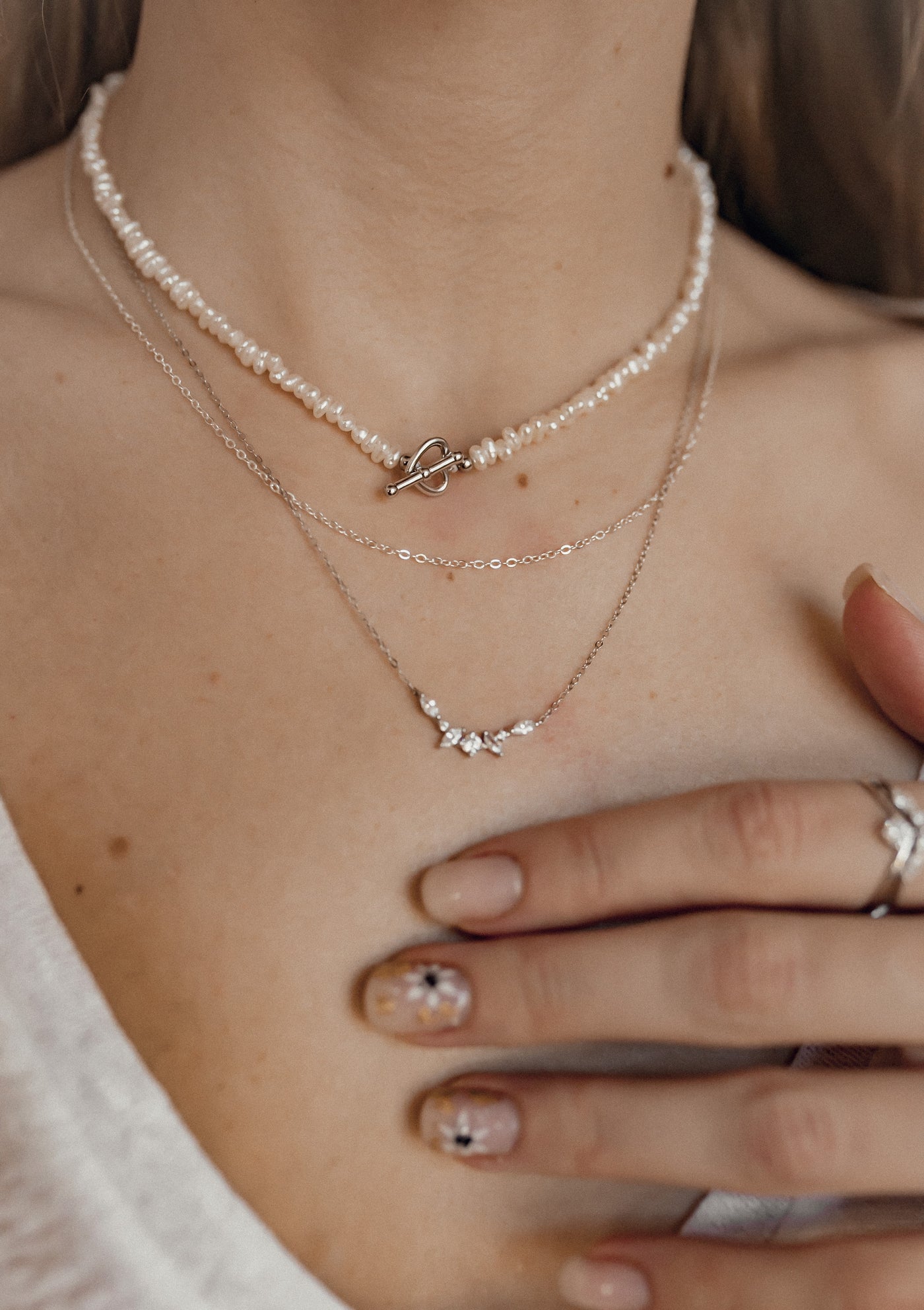 Choker Perlenkette mit Herz Verschluss
