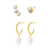 Pearl Hoop & Stud Earrings Set Sterling Silver
