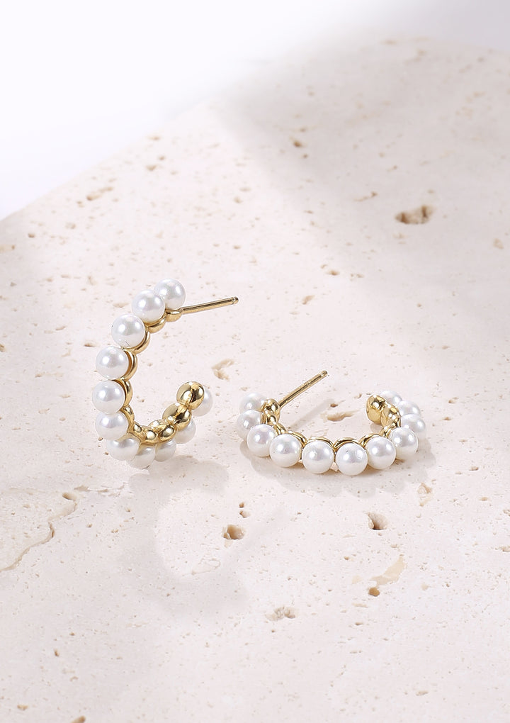 Boucles d’Oreilles Créoles Perle Argent Sterling en Or