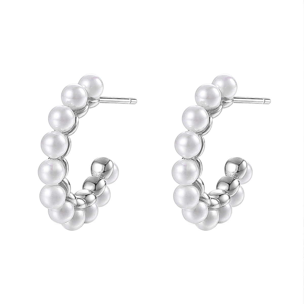 Pearl Hoop Earrings Sterling Silver