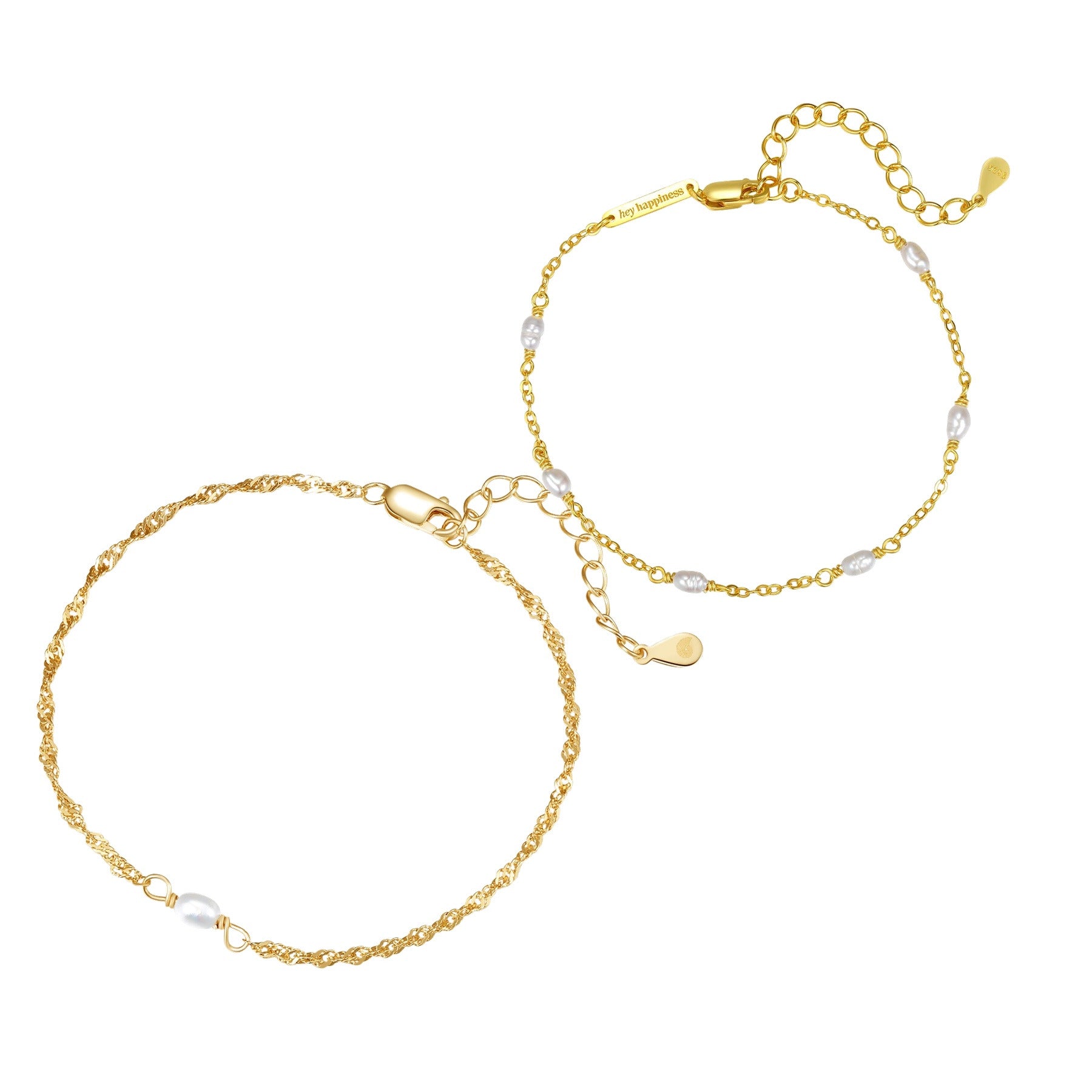 Pearl Layering Bracelets Set Sterling Silver