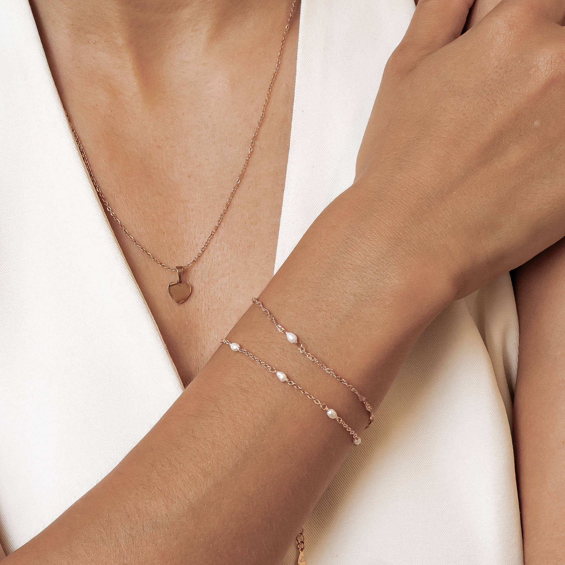 Pearl Layering Bracelets Set Sterling Silver