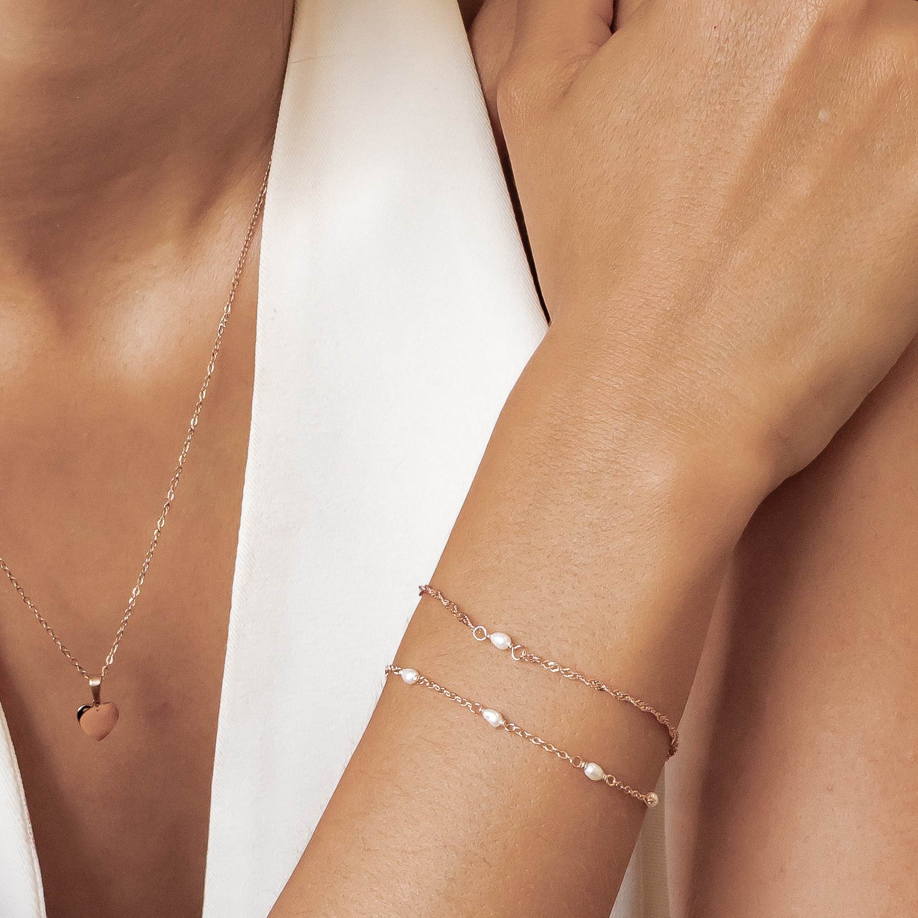 Pearl Layering Bracelets Set Sterling Silver
