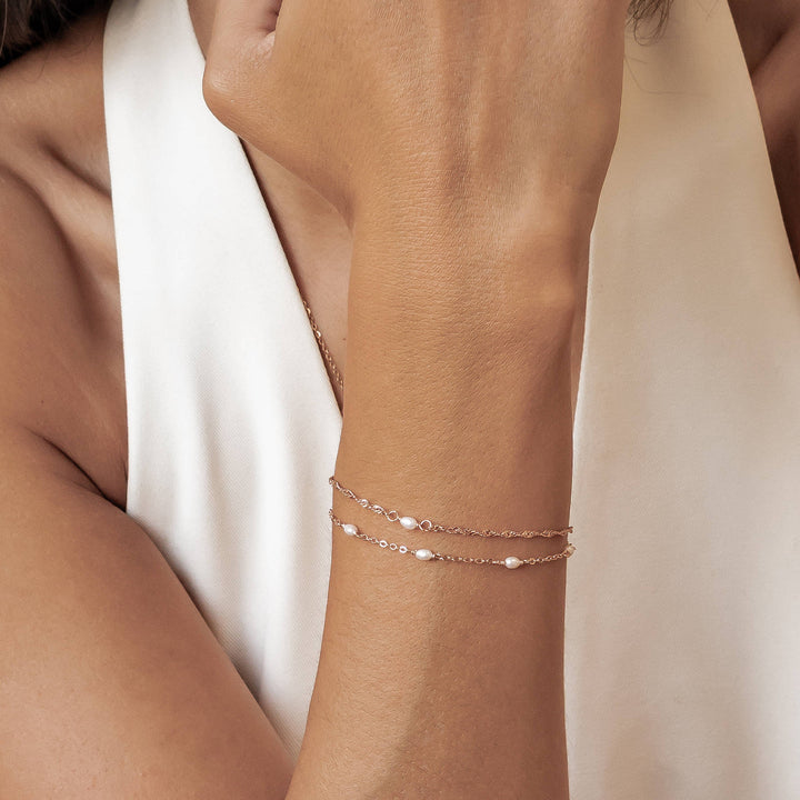 Pearl Layering Bracelets Set Sterling Silver
