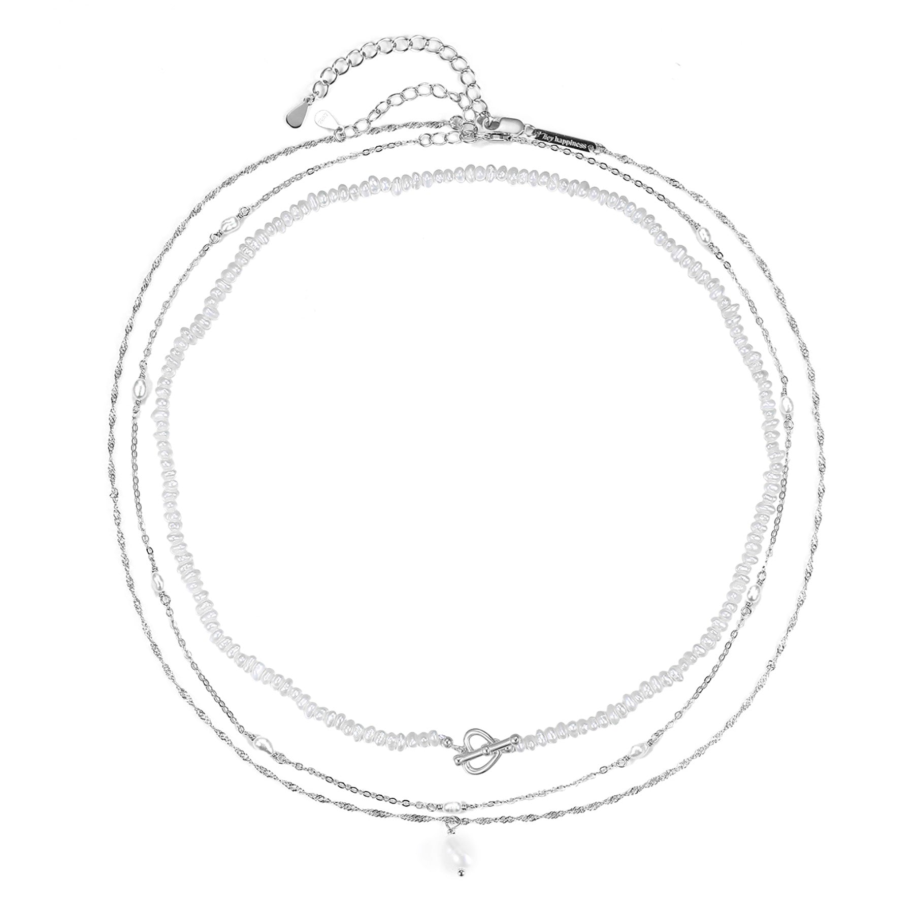 Pearl Layering Necklaces Set Sterling Silver – Hey Happiness