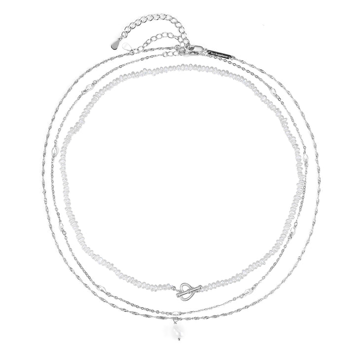 Layering Ketten mit Perlen Sterlingsilber Set