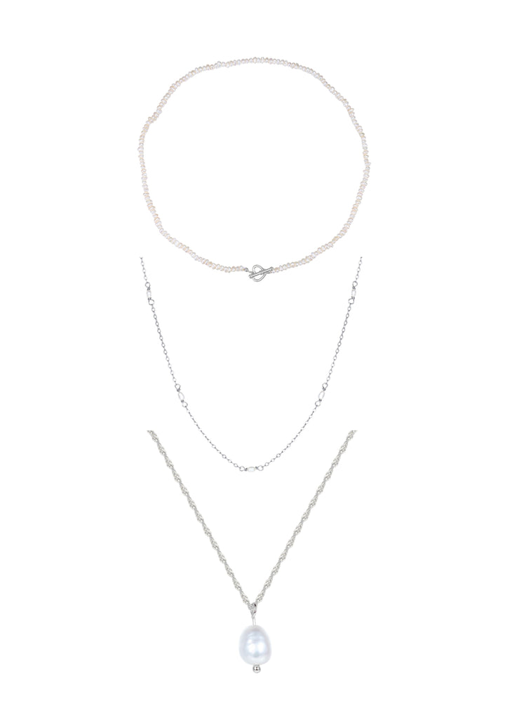 Pearl Layering Necklaces Set Sterling Silver