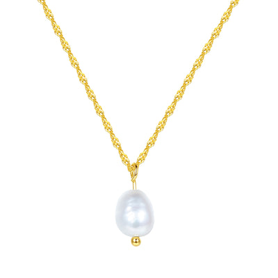 Pearl Pendant Necklace Sterling Silver Gold