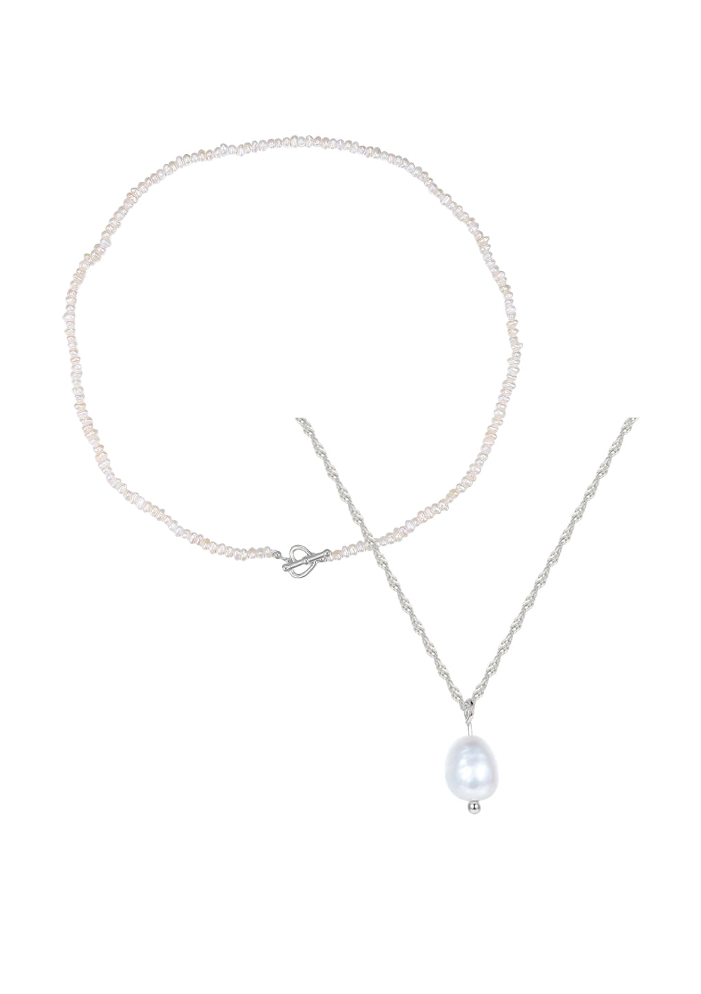 Perlen Ketten Sterlingsilber Set