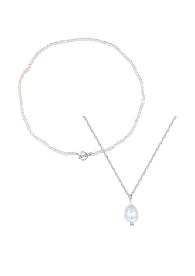 Perlen Ketten Sterlingsilber Set