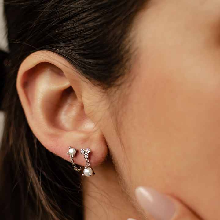Pearl Trio Earrings Set Sterling Silver