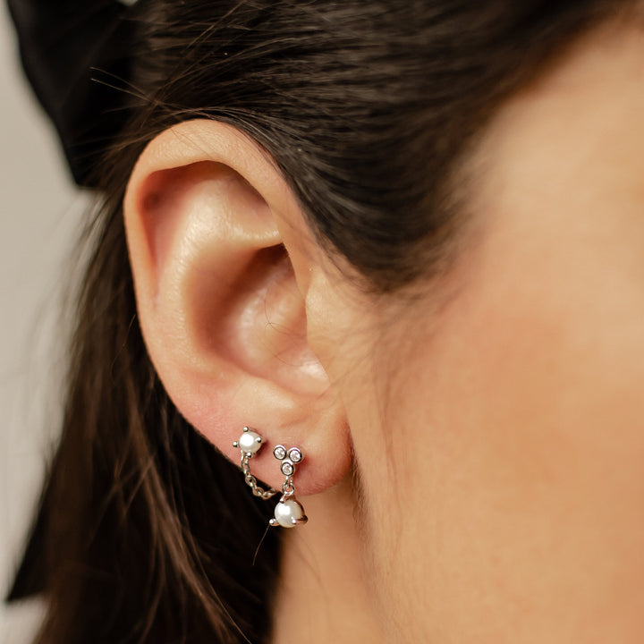 Pearl Trio Earrings Set Sterling Silver