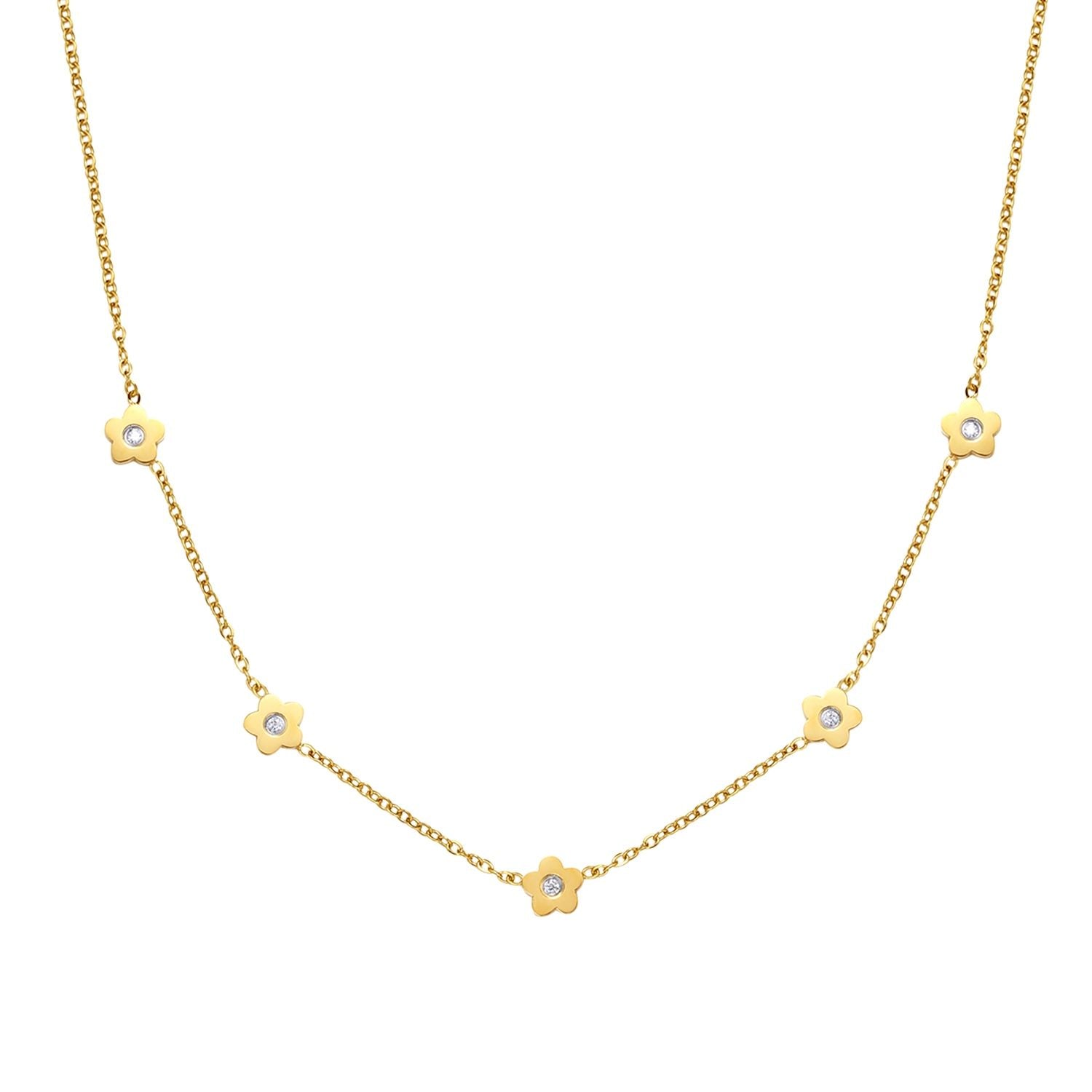 Zierliche Blume Charm Kette in Gold