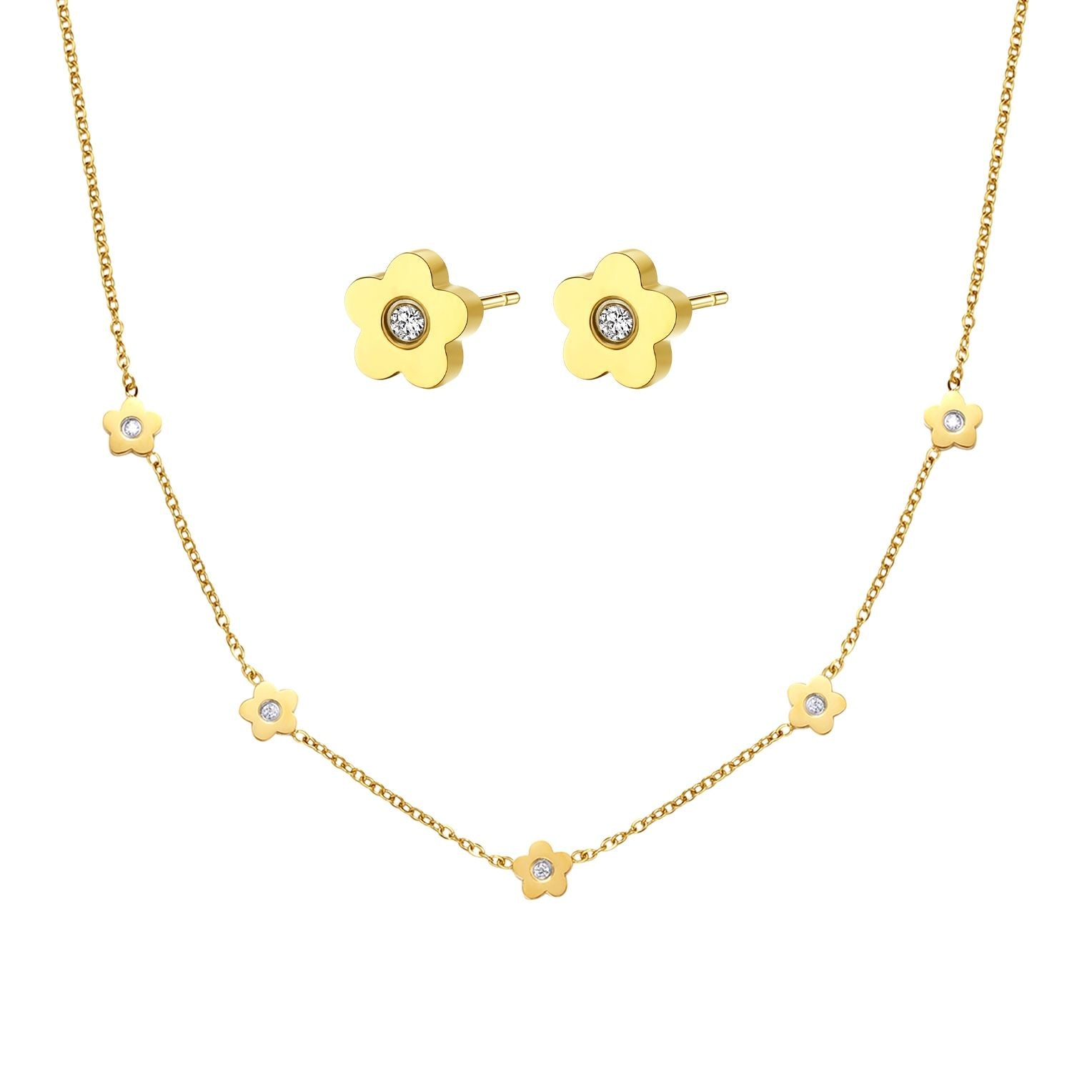 Zierliche Blume Charm Kette in Gold