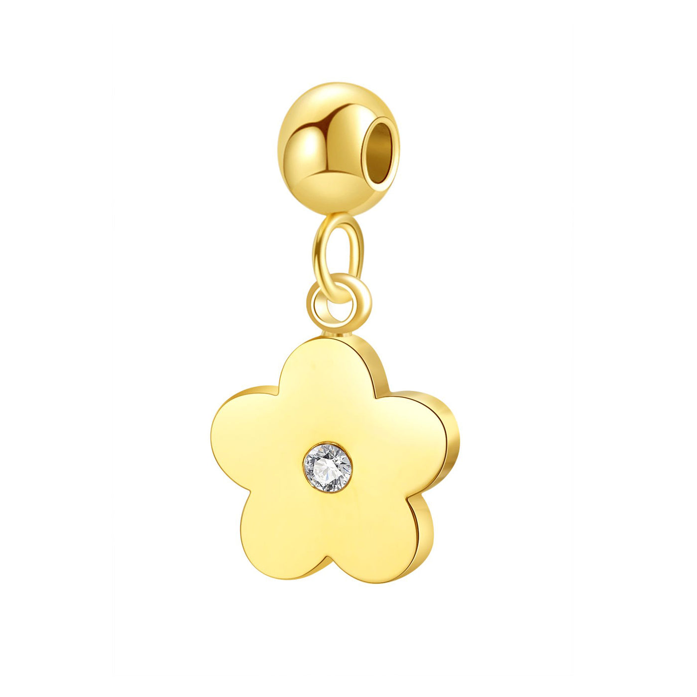 Kleiner Zirkonia Anhänger Blume Gold
