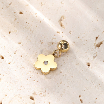 Kleiner Zirkonia Anhänger Blume Gold