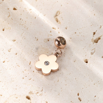 Kleiner Zirkonia Anhänger Blume Gold