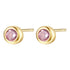 Pink Bezel Stud Earrings Sterling Silver