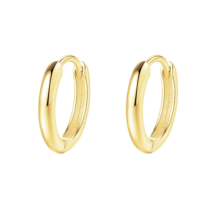 Plain Chunky Hoop Earrings Sterling Silver Gold