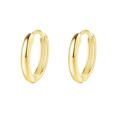 Plain Chunky Hoop Earrings Sterling Silver Gold