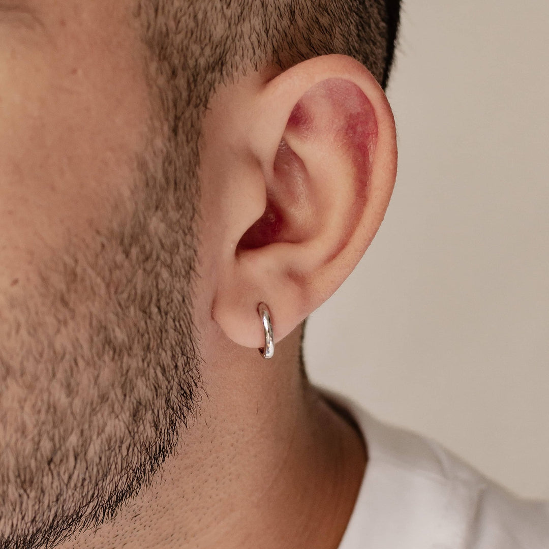 Mens Small Hoop Earrings With Stones Mens Earrings 18K Gold Mens