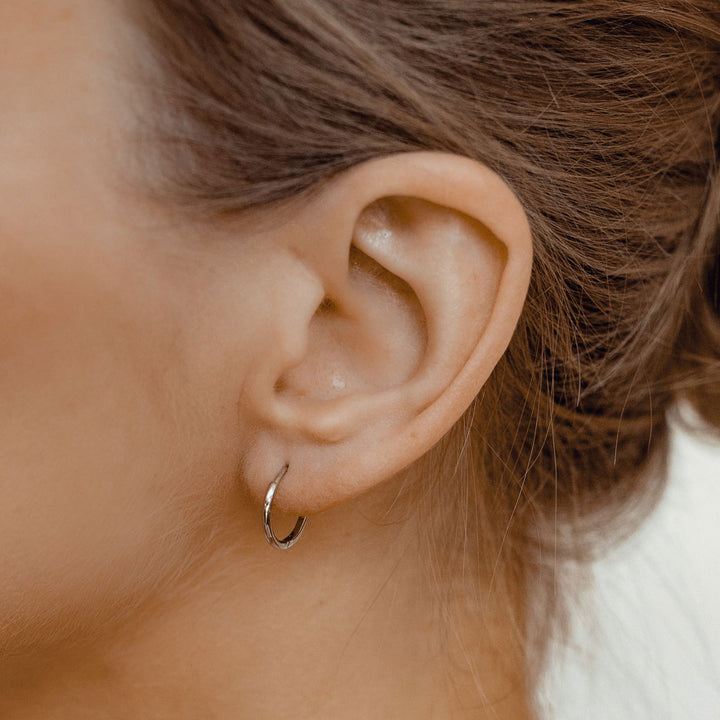Plain Hoop Earrings Sterling Silver Gold