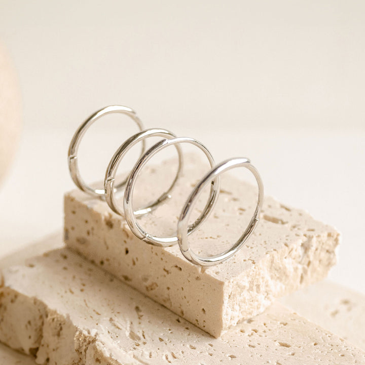 Plain Hoop Earrings Sterling Silver Gold