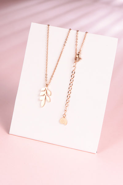 Collier Jolie Feuille en Or Rose