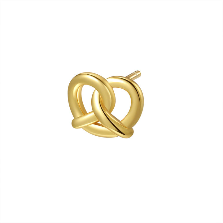 Pendiente de Botón Pretzel Plata de Ley 925