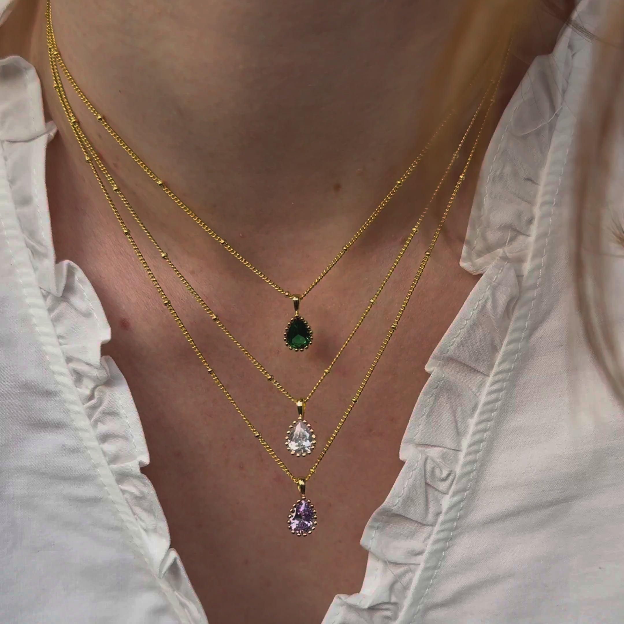 Collier Pierre de Naissance Avril Diamant Sterling Argent